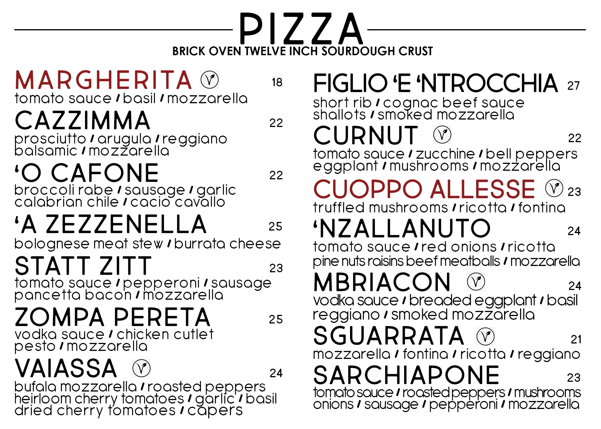 Pizza — Luca's Ristorante